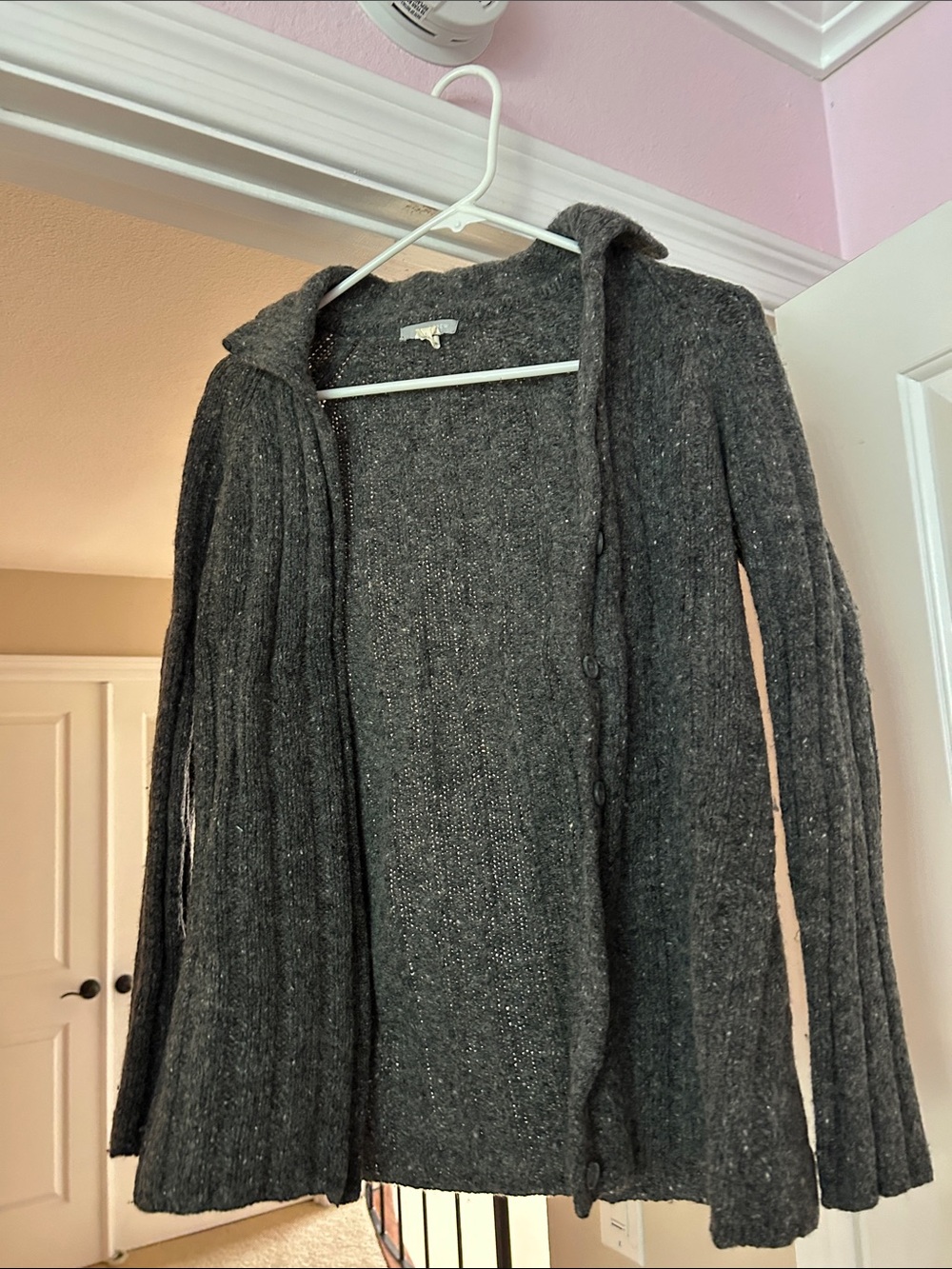 J. Crew Dark Gray Ribbed Button-Up Cardigan